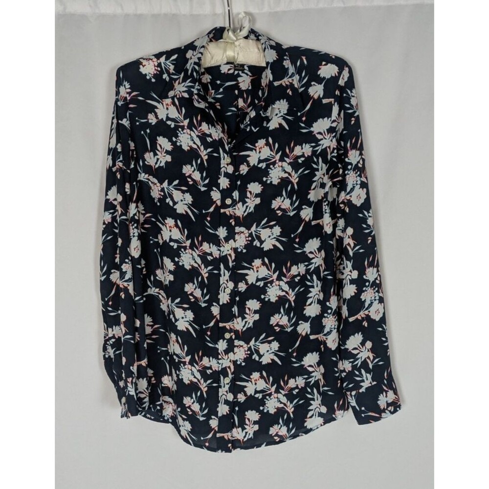 Banana Republic Women's Dillon Classic Fit Floral Button Down Blouse Blue S